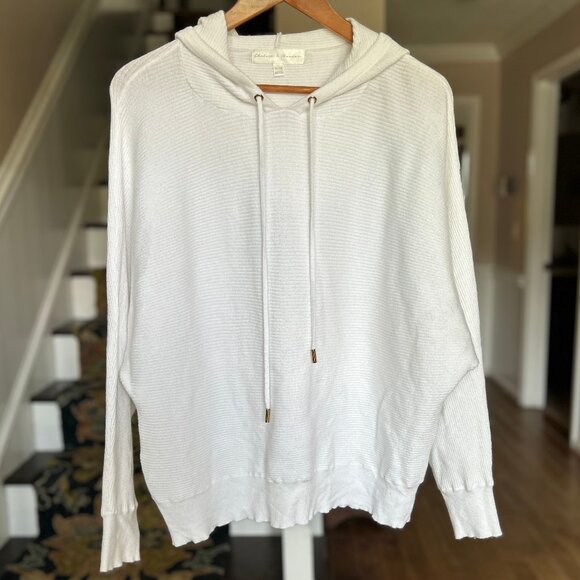 Chelsea & Theodore Super Soft Ivory Relaxed Long Sleeved Knit Hoodie Size XL - Picture 2 of 9